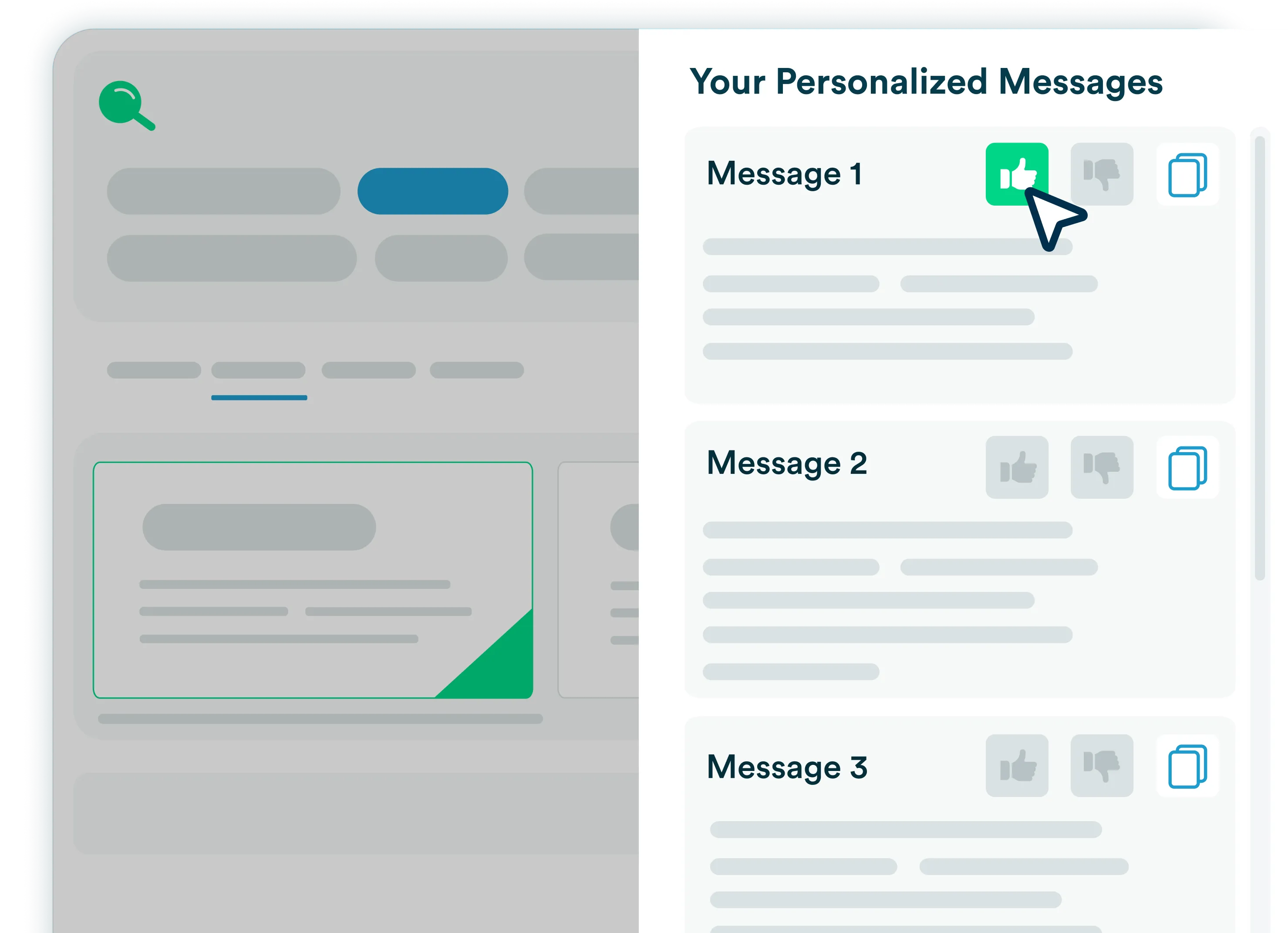 Stylized mockup of LeadIQ Scribe interface emphasizing it's email voting capability.
